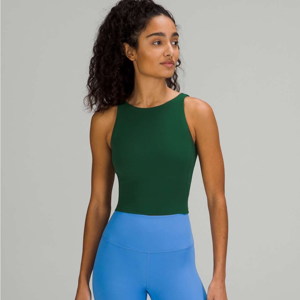 lululemon athletica Green Crop Tank with Blue Waistband